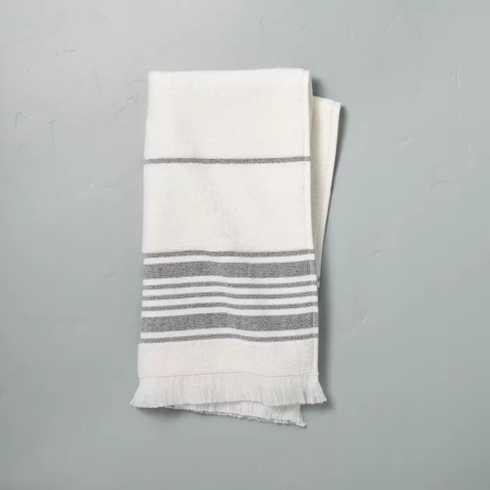 Multistripe Bath Towels Cream/Railroad Gray - Hearth & Hand™ with Magnolia | Target