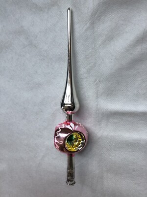 Christmas tree topper pink silver glass triple indent vintage 10 in. unsigned  | eBay | eBay US
