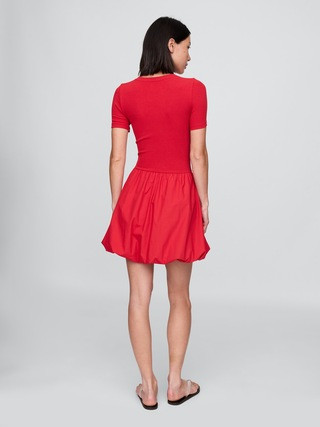 Modern Mixed Media Bubble Mini Dress | Gap (US)