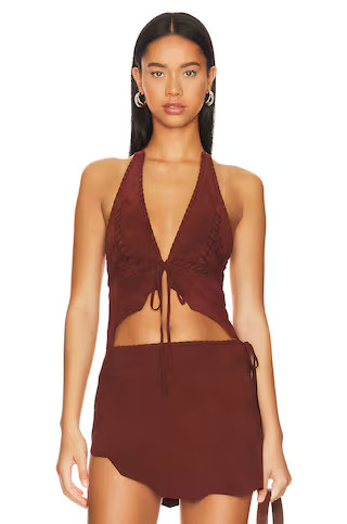 Lovers and Friends Suede Leather Top in Burgundy Red from Revolve.com | Revolve Clothing (Global)