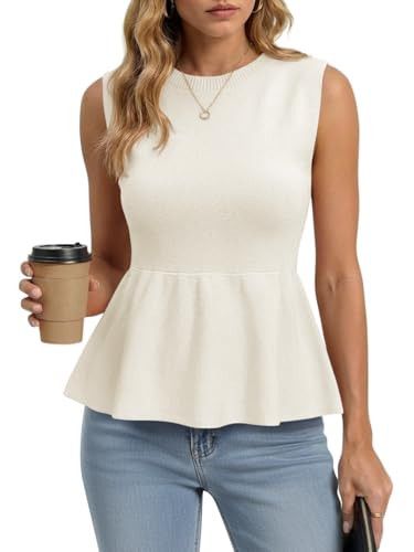 Saodimallsu Womens Peplum Tank Tops Ribbed Knit Babydoll Sleeveless Crop Tops Sweater Vest 2026 C... | Amazon (US)
