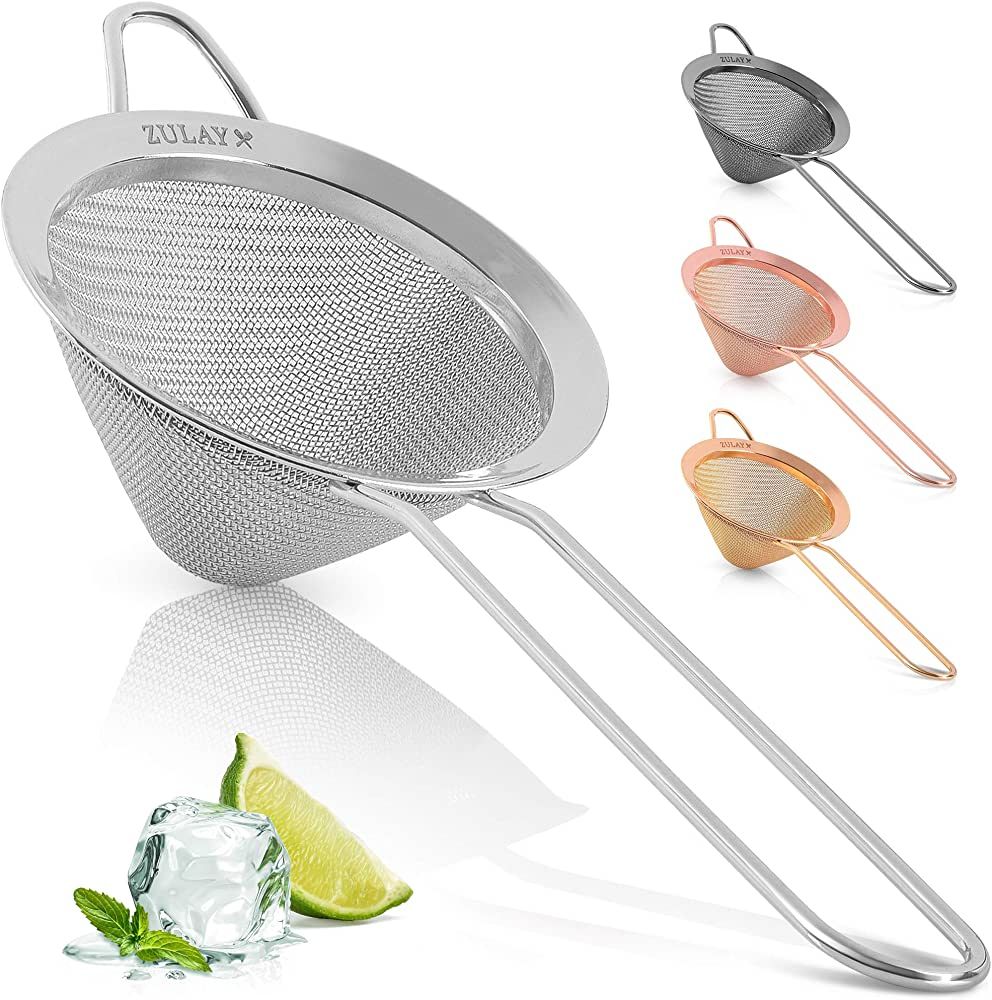 Zulay Stainless Steel Cocktail Strainer - Effective Cone Shaped Fine Mesh Strainer For Tea Herbs,... | Amazon (US)