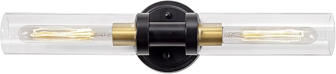 Bathroom Sconces Wall Lighting W/ Clear Glass, 2-Light Bathroom Vanity Light Fixtures, Modern Wal... | Amazon (US)