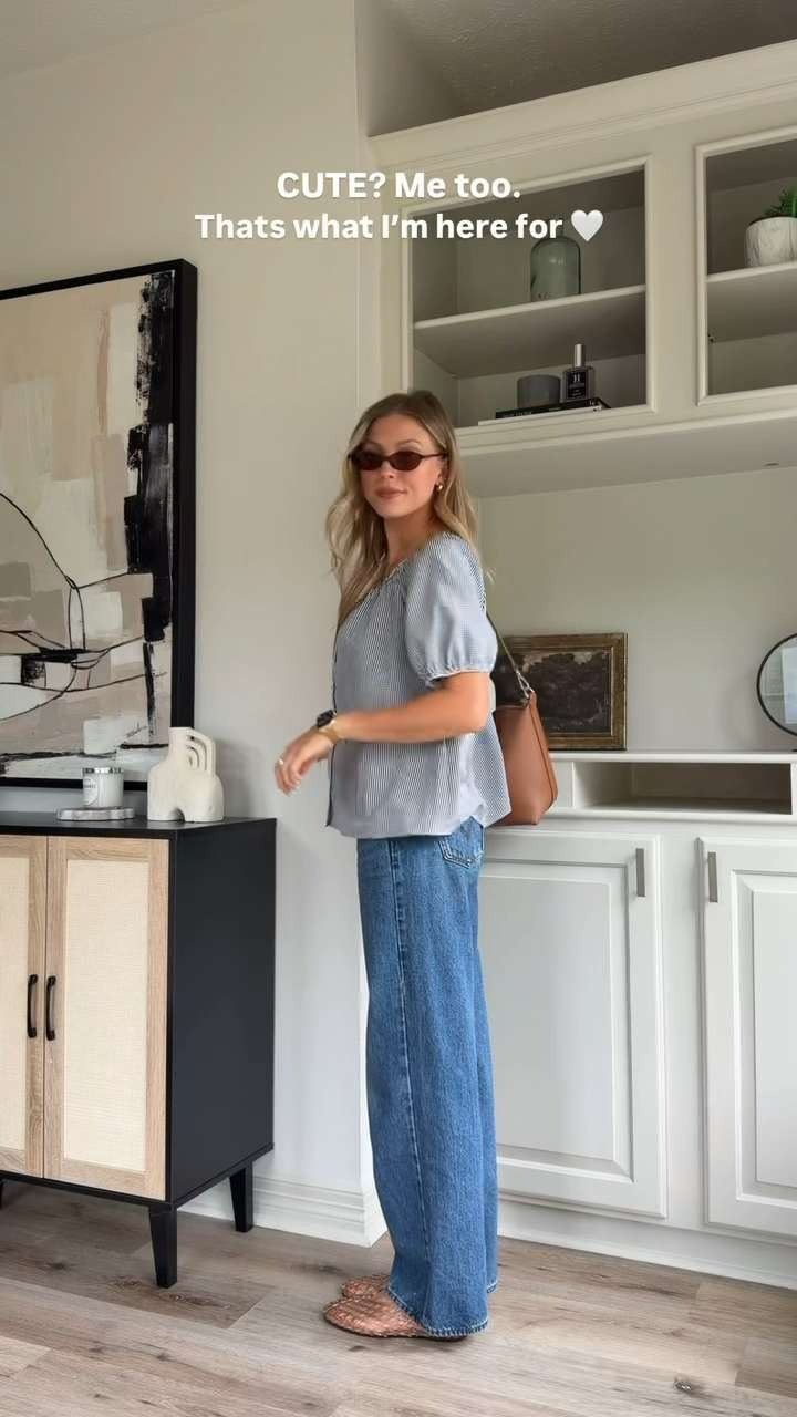 Cute, comfy nursing friendly outfit inspo! S in flowy top, 26 in denim  

 #LTKootd #LTKmomlife