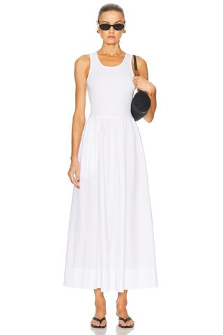 Enza Costa Cotton Resort Tank Dress in White | FWRD 