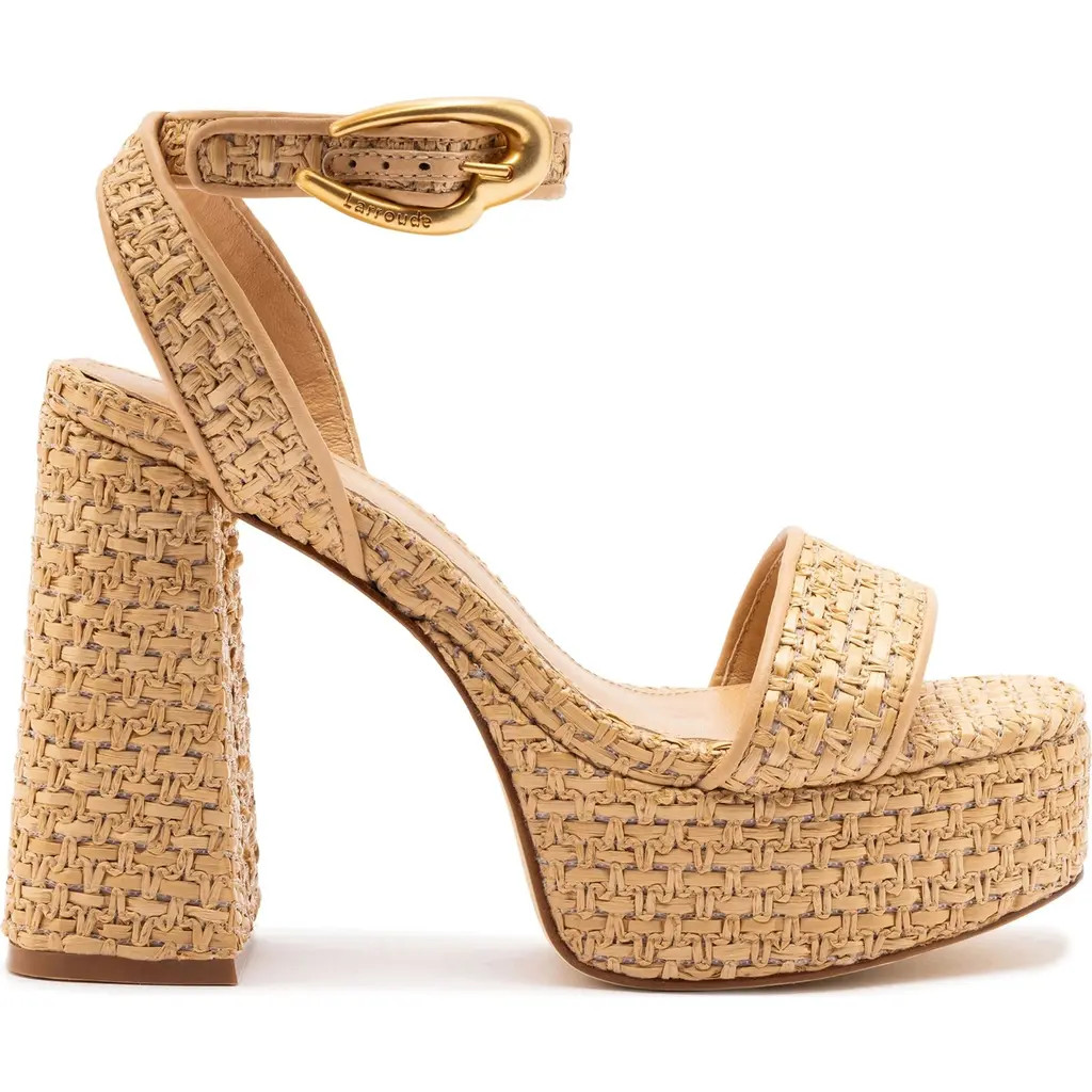 Larroudé Dolly Verona Sandal in Beige Leather And Raffia at Nordstrom, Size 11 | Nordstrom