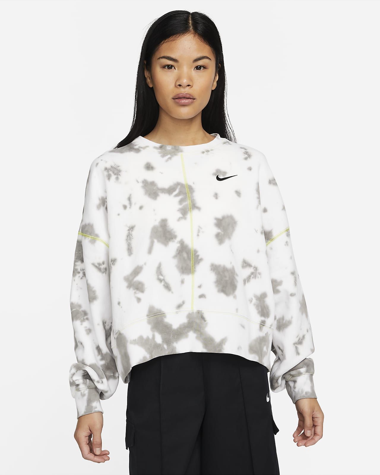 Women's Oversized Fleece Tie-Dye Crew Sweatshirt | Nike (IE)