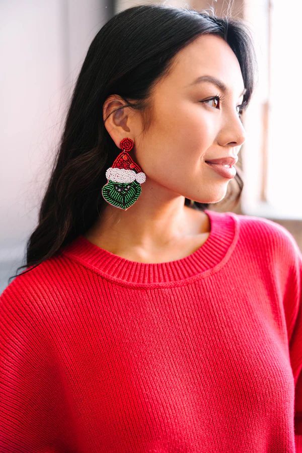 The Grinch Green Beaded Earrings | The Mint Julep Boutique