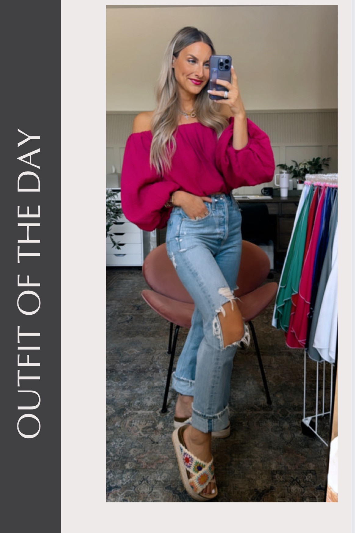 I’m in an XS in the top (HOC Winter fuchsia). Size down in jeans! I went down 2 sizes from my normal 26!