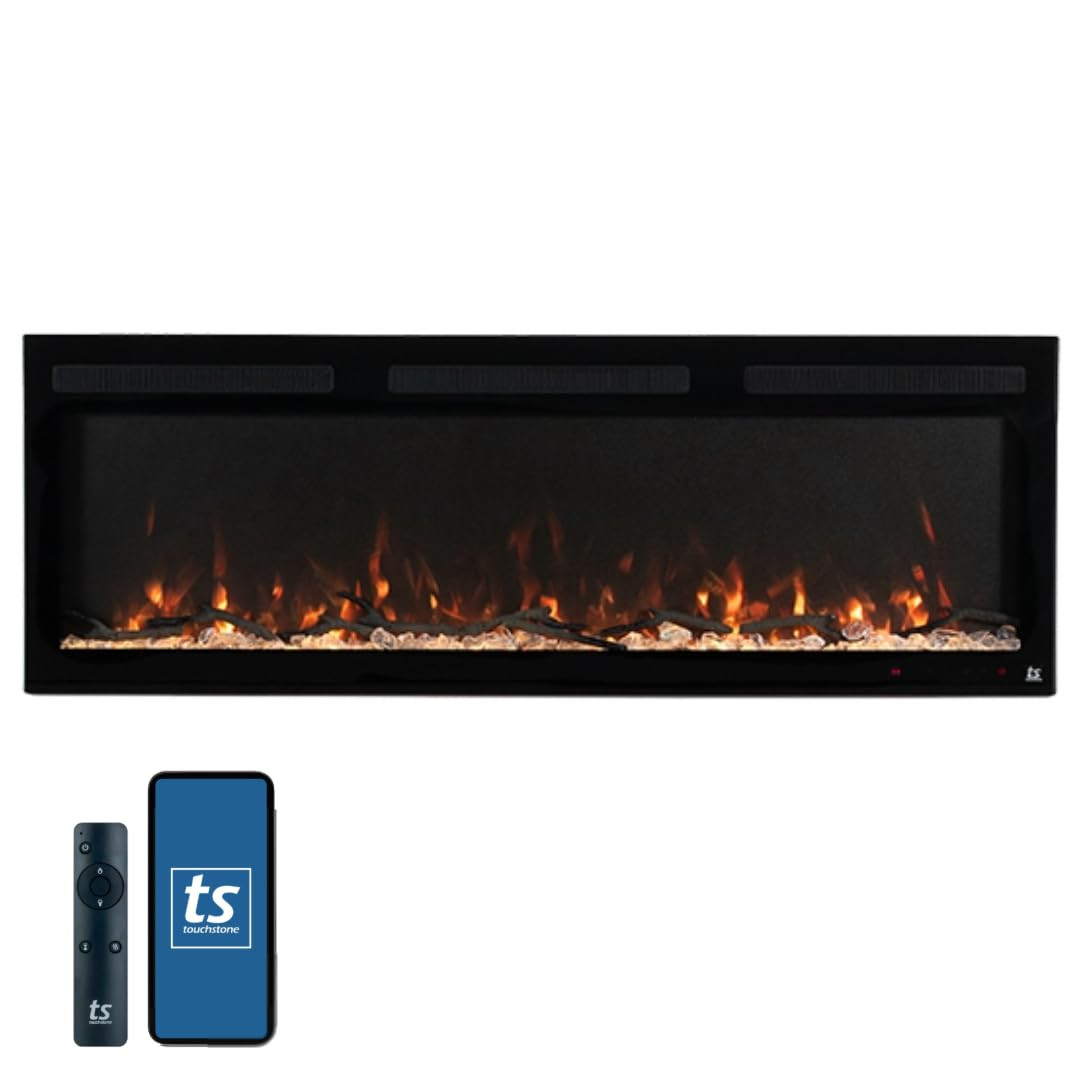 Touchstone Smart Electric Fireplace-The Fury 57" Wide- 4.5" Thin in Wall Recessed-100 Realistic F... | Amazon (US)