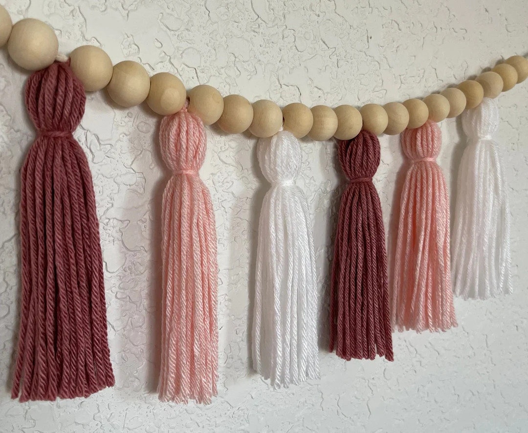 Valentine's Day, Tassel Garland, Mauve, White, Purple, Pink, Wall Decor, Pink Room, Baby Shower, ... | Etsy (US)