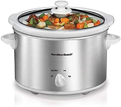 Hamilton Beach 4-Quart Slow Cooker with Dishwasher-Safe Stoneware Crock & Lid, Stainless Steel (3... | Amazon (US)