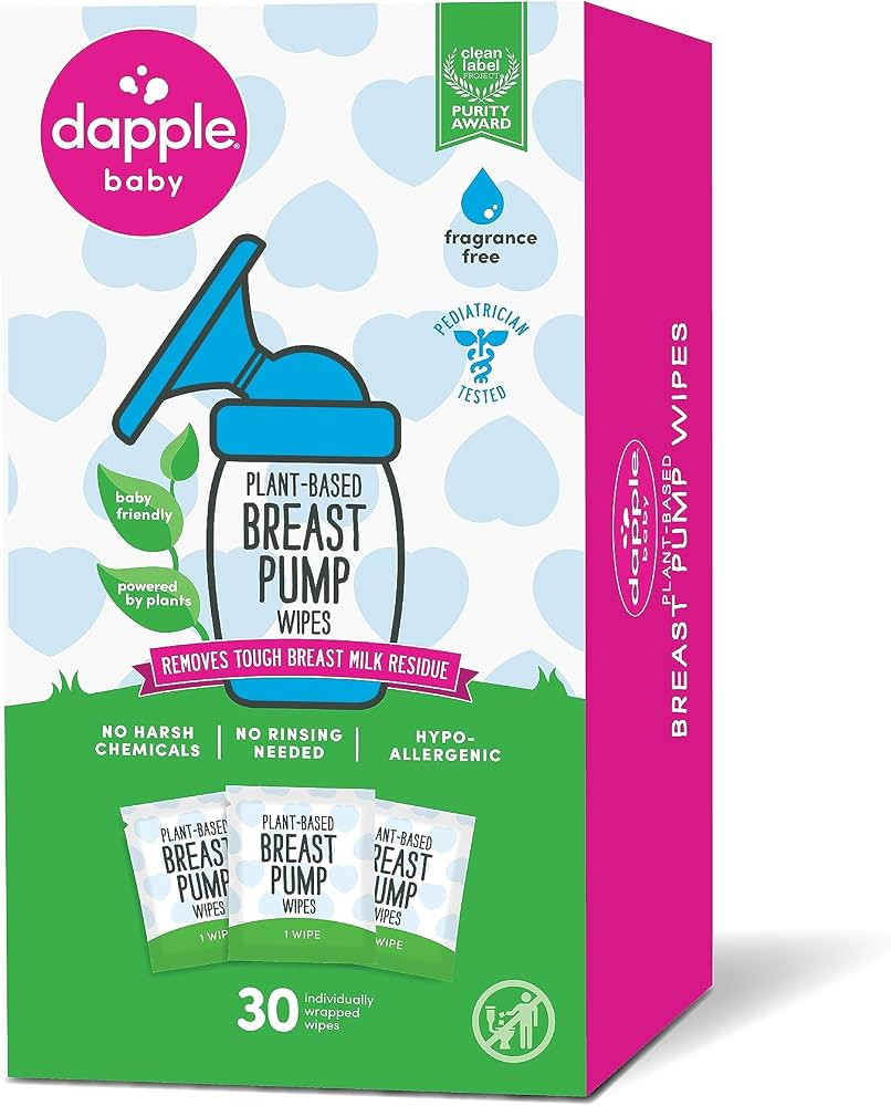 Breast Pump Wipes by Dapple Baby, Hypoallergenic & Powered by Plants, Removes Milk Residue, Leave... | Amazon (US)