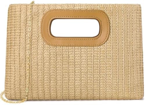 Clutch Purses for Women, Top Handle Straw Purse Handbags, Summer Shoulder Crossbody Bag, Woven Be... | Amazon (US)
