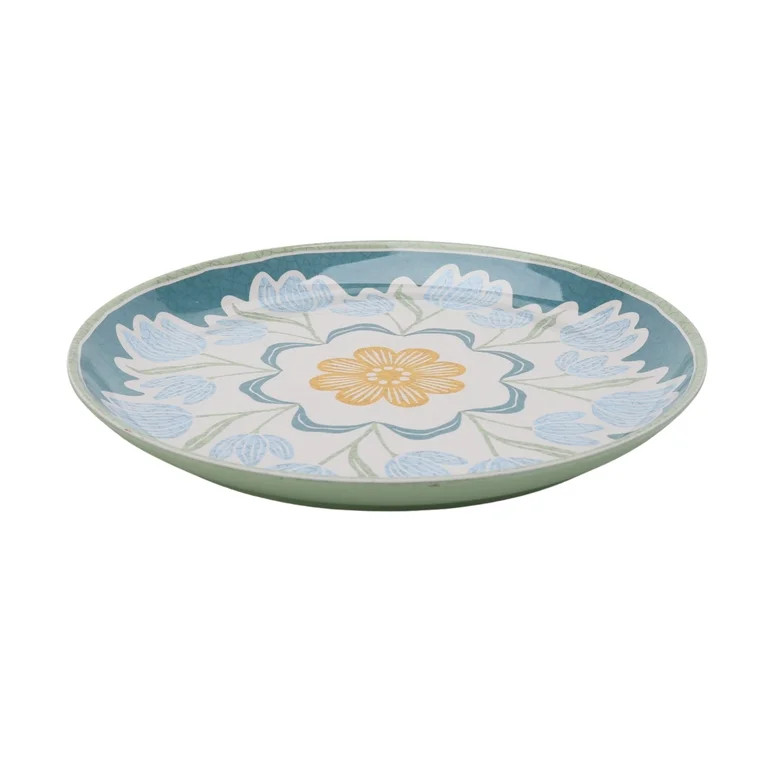 Better Homes and Gardens Bamboo Melamine 10.75-inch Dinner Plate, Green Floral Pattern | Walmart (US)