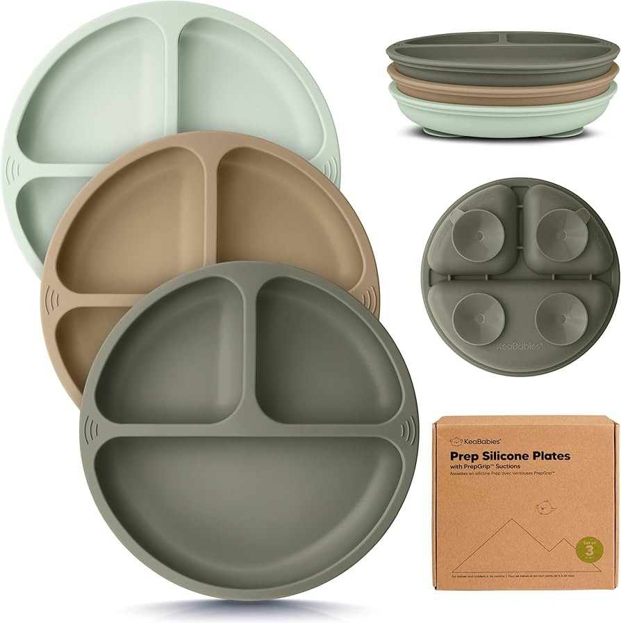 KeaBabies Suction Plates for Baby, Toddler - 3-Pack 100% Silicone Toddler Plates, Divided Baby Pl... | Amazon (US)