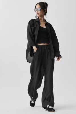 ALO | Semi-Sheer Golden Hour High-Waist Straight Leg Pants in Black, Size: Small | Alo Yoga