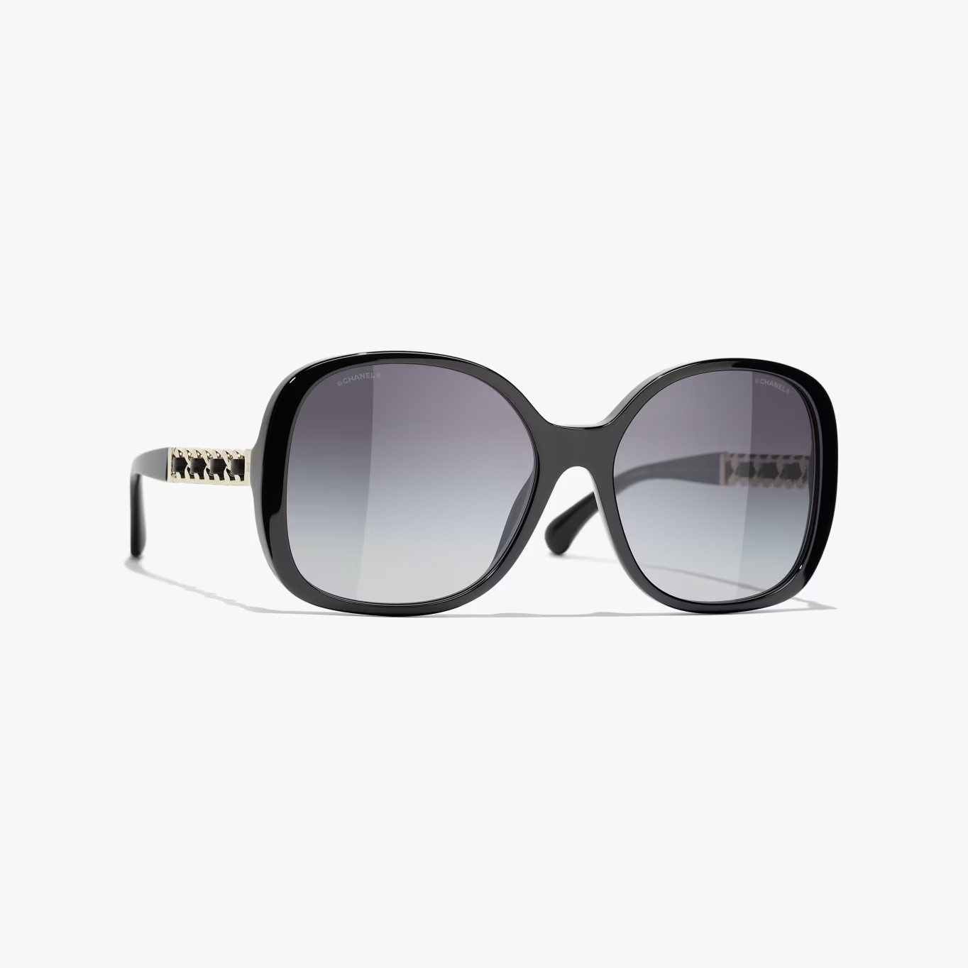 Sunglasses: Square Sunglasses, acetate & calfskin Black — Fashion | CHANEL | Chanel, Inc. (US)