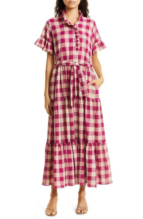 MILLE Victoria Ruffle Front Dress in Raspberry Plaid at Nordstrom, Size X-Small Regular | Nordstrom