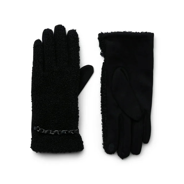 Time and Tru Women's Lightweight Faux Shearling Winter Gloves, S/M, Tan | Walmart (US)