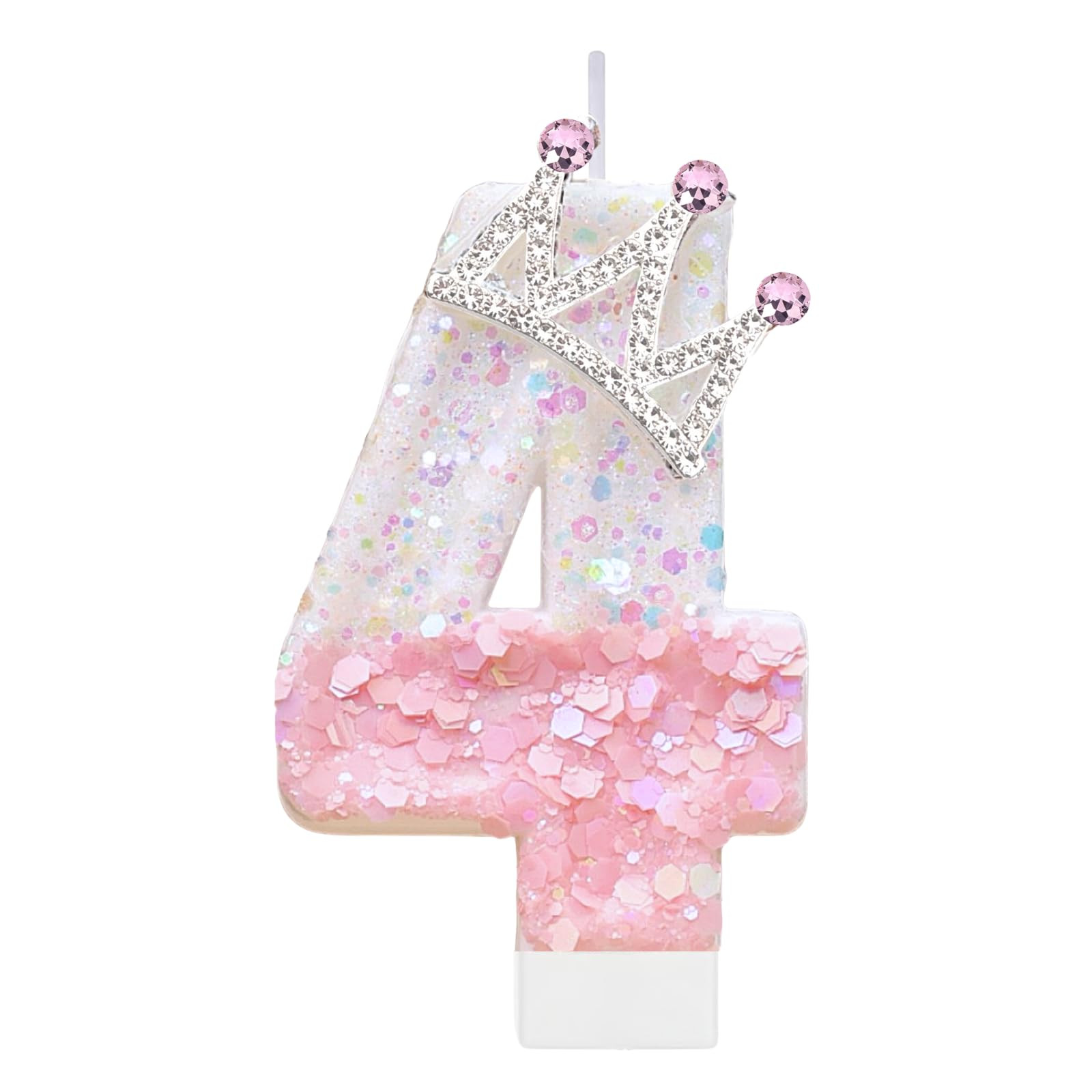 Pink Birthday Number 4 Candle for Cake, Pink Crown Cake Topper Princess Birthday Party Decoration... | Amazon (US)