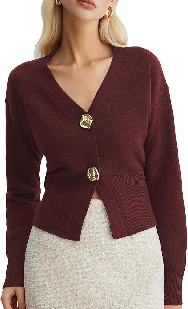 Sweaters for Women Long Sleeve V Neck Lightweight Knitted Outerwear Pullover Sweaters Trendy Tops | Amazon (US)