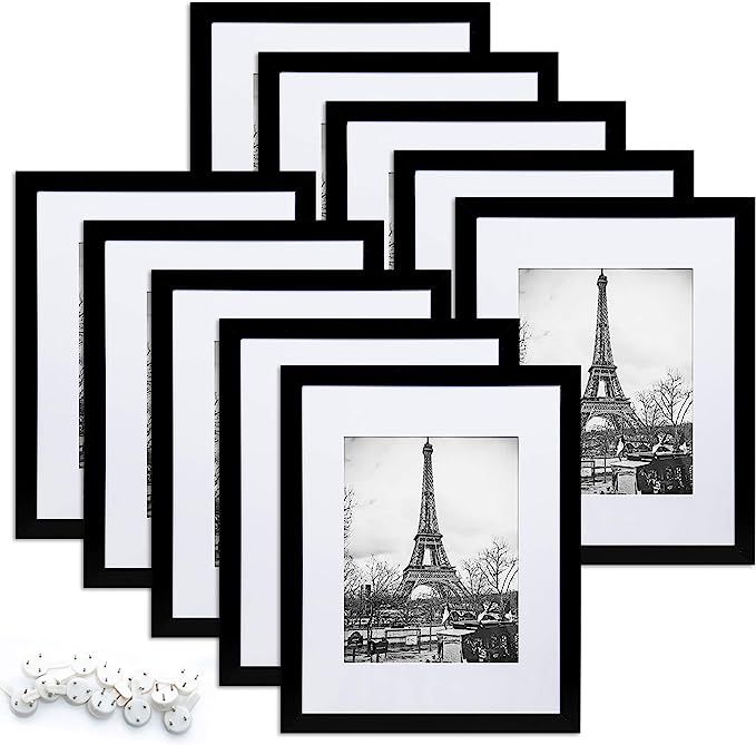 upsimples 8x10 Picture Frame Set of 10,Display Pictures 5x7 with Mat or 8x10 Without Mat,Multi Ph... | Amazon (US)