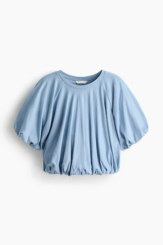 H & M - Bubble-Hem Cotton Top - Blue | H&M (US + CA)