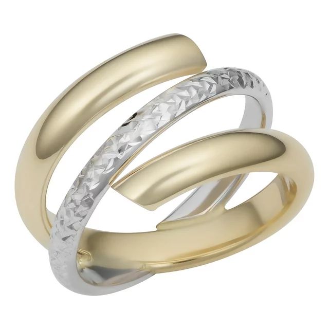 14k Two-tone Yellow And White Gold Diamond-Cut Bypass Ring (size 10) | Walmart (US)