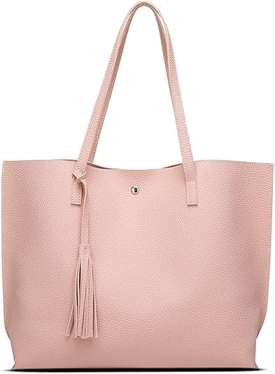 Women's Soft Faux Leather Tote Shoulder Bag from Dreubea, Big Capacity Tassel Handbag | Amazon (US)