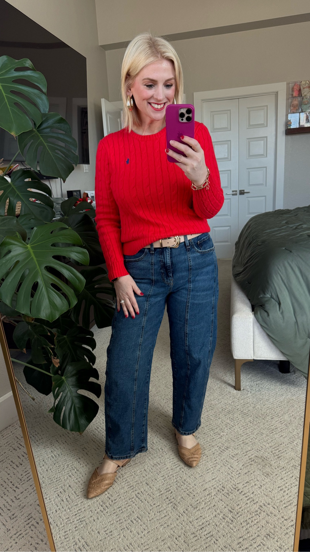 TJ Maxx for the WIN ❤️🙌

Snagged this gorgeous bright red Ralph Lauren cable knit for an absolute steal and I’m obsessed. The fit is so classic, the quality is unreal, and this color?! Total power move.

Paired it with these Walmart barrel jeans (yes, Walmart 👏) and neutral flats for an easy, elevated everyday look. Affordable + polished is my favorite combo.

Linking similar cable knits + my jeans! 🛍️✨

#LTKMidsize #LTKdayinmylife #LTKootd