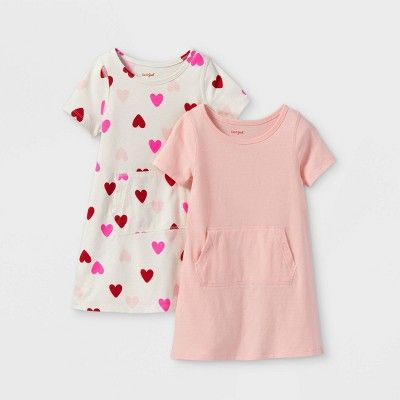 Toddler Girls' 2pk Adaptive Abdominal Access Valentines Short Sleeve Dress - Cat & Jack™ Powder... | Target