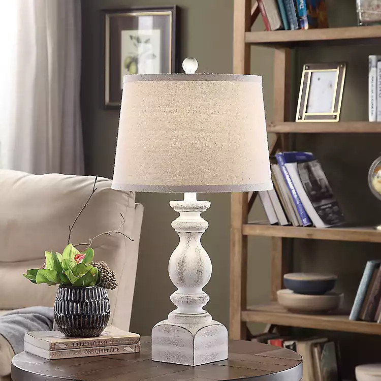 White Balastra Table Lamp with Square Base | Kirkland's Home