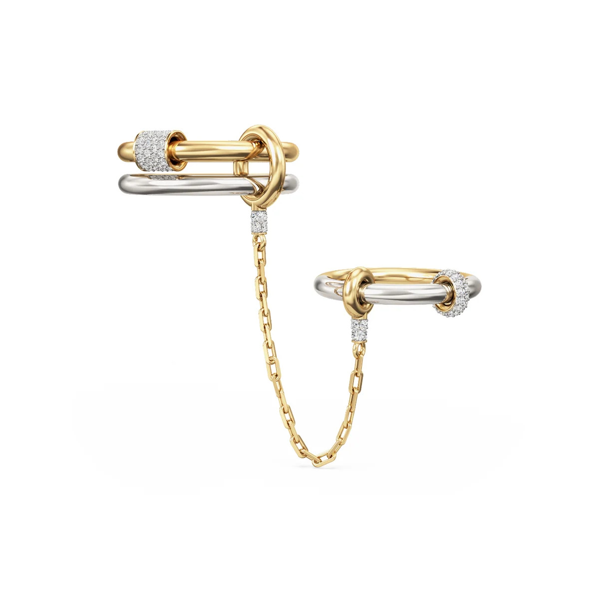Shop Hookup Chain Ring II 18ct Gold Vermeil Chain (White Topaz) | PHORIA (UK)