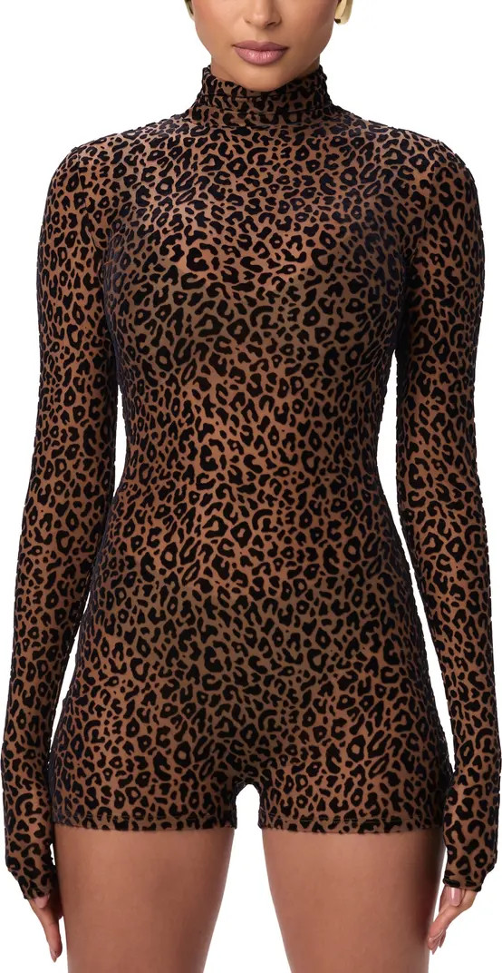 Burnout Mock Neck Long Sleeve Romper | Nordstrom