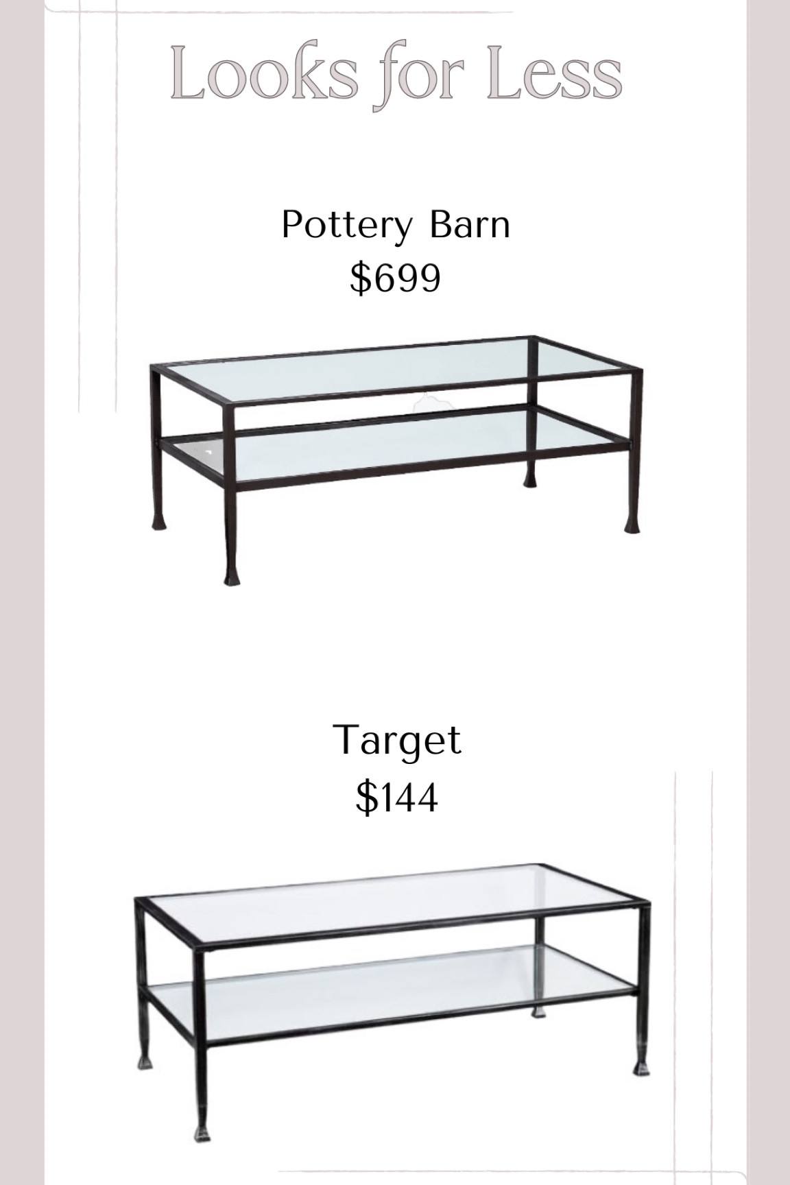 The prettiest glass coffee table! Both options are gorgeous. Such a great furniture dupe. Loving this look for less  

#LTKHome #LTKSaleAlert