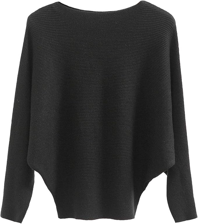 GABERLY Boat Neck Batwing Sleeves Dolman Knitted Sweaters and Pullovers Tops for Women | Amazon (US)