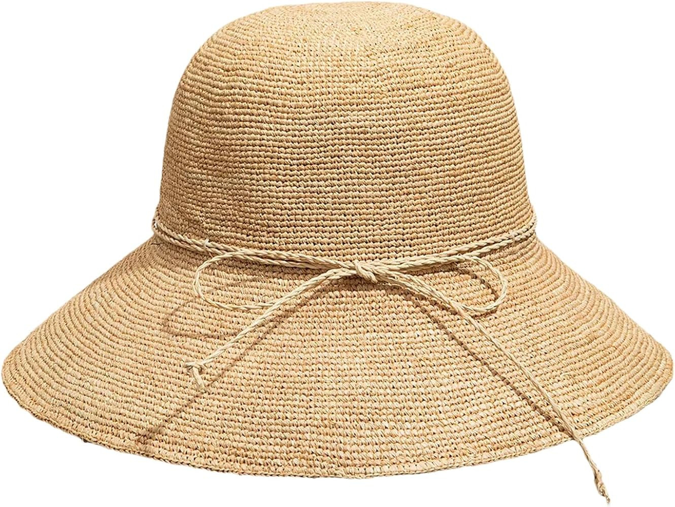 Womens Handmade Raffia Sun Hat Summer All Match Foldable Sun Protection Straw Hat Ladies Beach Vacation Visor | Amazon (US)