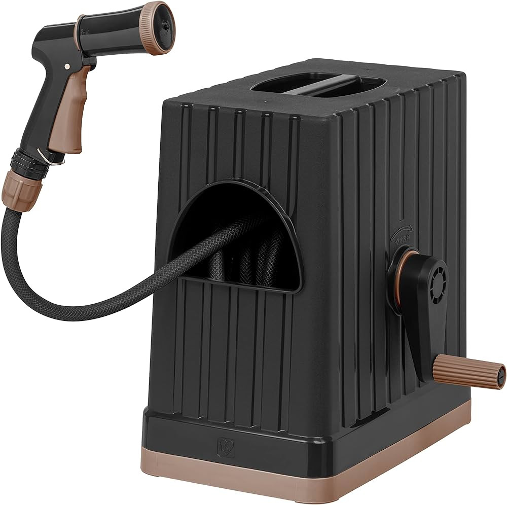 IRIS USA 65.61 FT All-in-One Retractable Hose Reel with Garden Hose, Nozzle and Hose Connector, B... | Amazon (US)