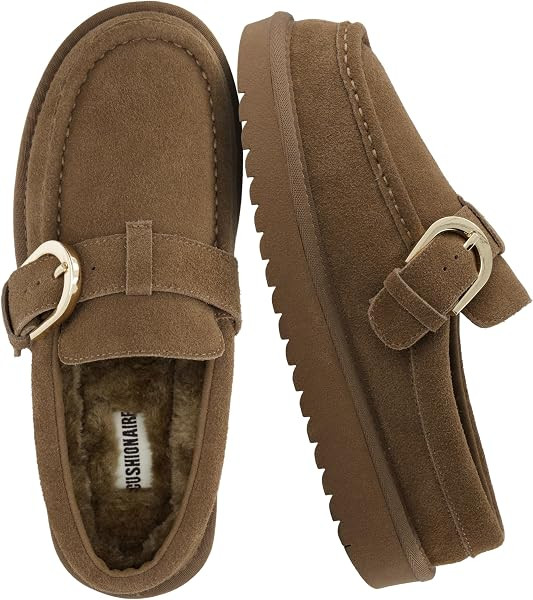 CUSHIONAIRE Origin Genuine Suede Mule Clogs for Women, Cozy Slip-On Moc Toe Loafer with Buckle an... | Amazon (US)