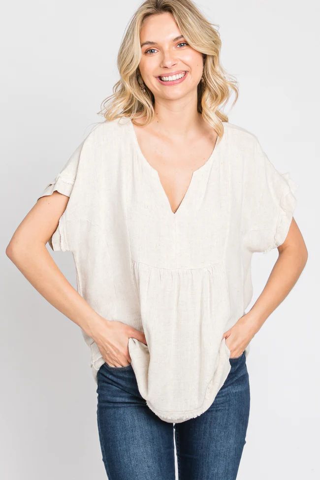 Beige Linen Blouse | PinkBlush Maternity