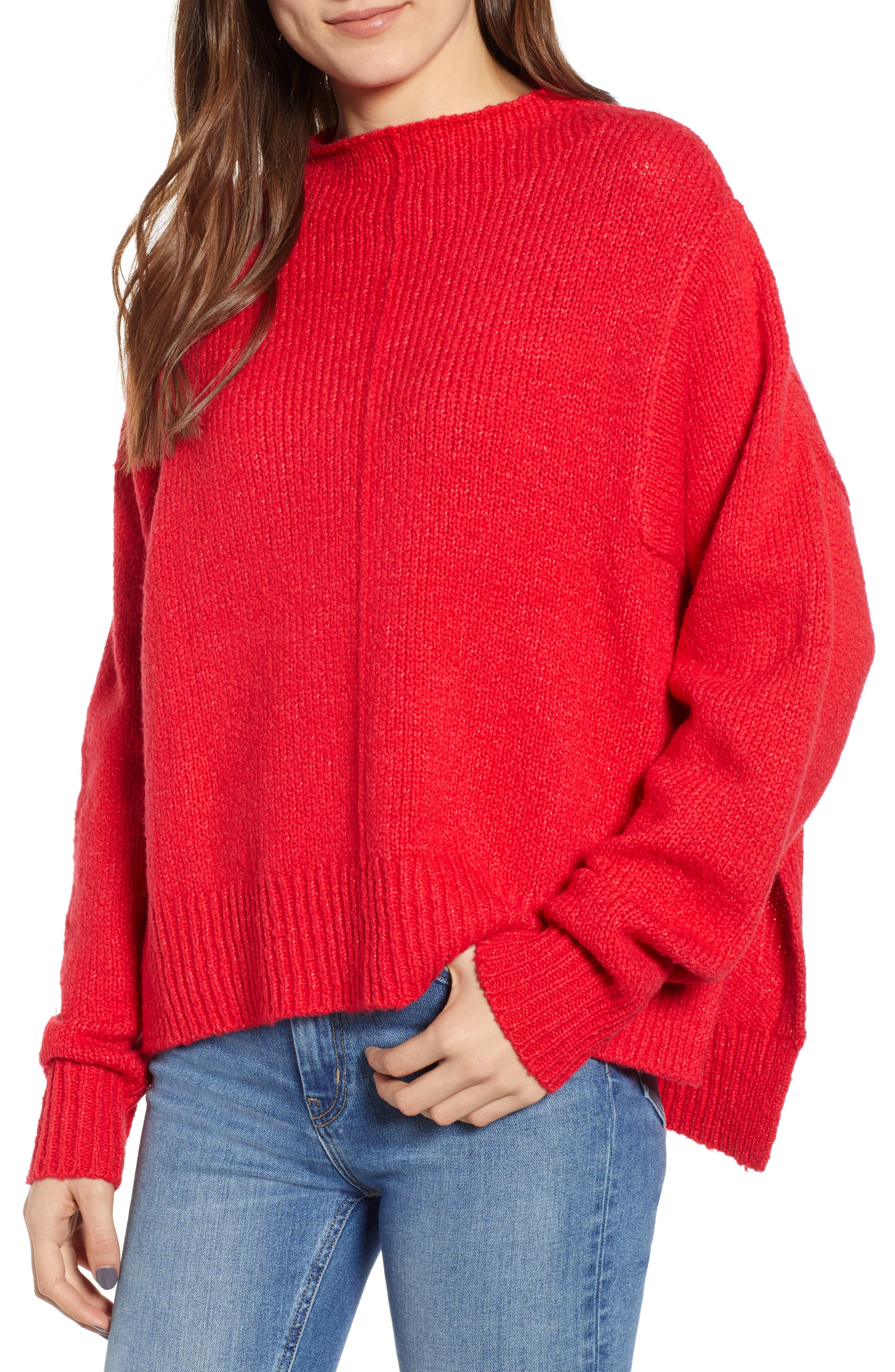 Leith Fuzzy Side Slit Sweater | Nordstrom