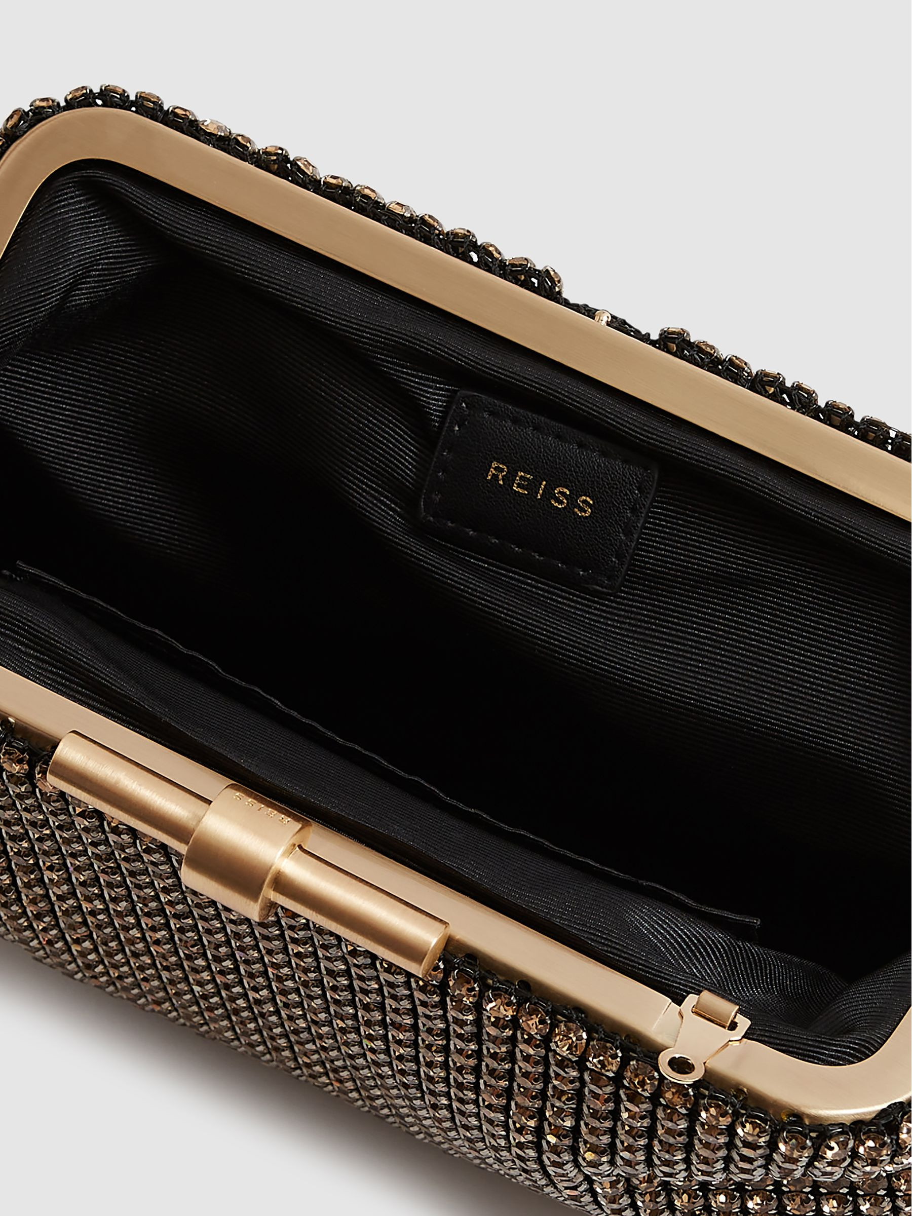 Reiss Embellished Clutch Bag in Gold - REISS | Reiss UK