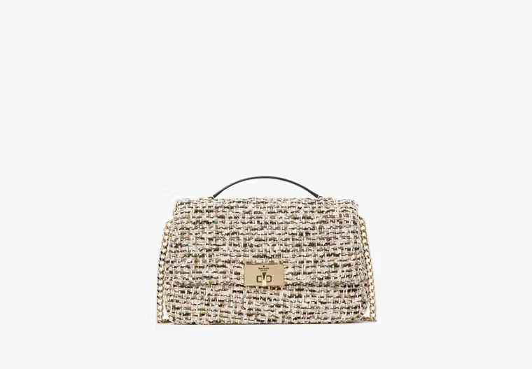 Carey Tinsel Tweed Medium Flap Shoulder Bag | Kate Spade Outlet