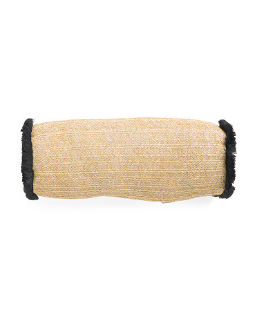 7x20 Outdoor Frayed Trim Bolster Pillow | TJ Maxx