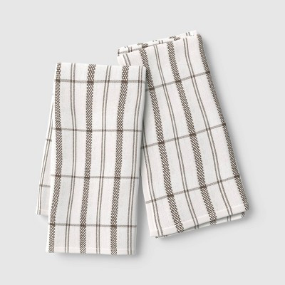 2pk Cotton Flour Sack Stripes Charcoal Gray - Threshold | Target