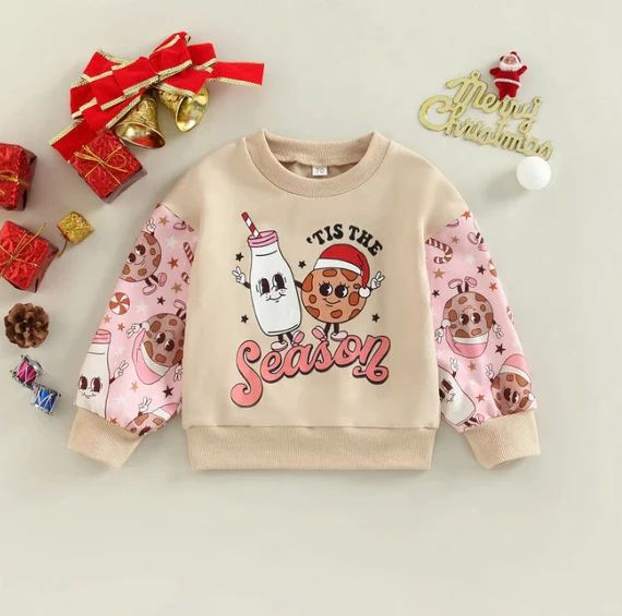 Tis the Season Toddler Sweatshirt Christmas Girl Outfit - Etsy | Etsy (US)
