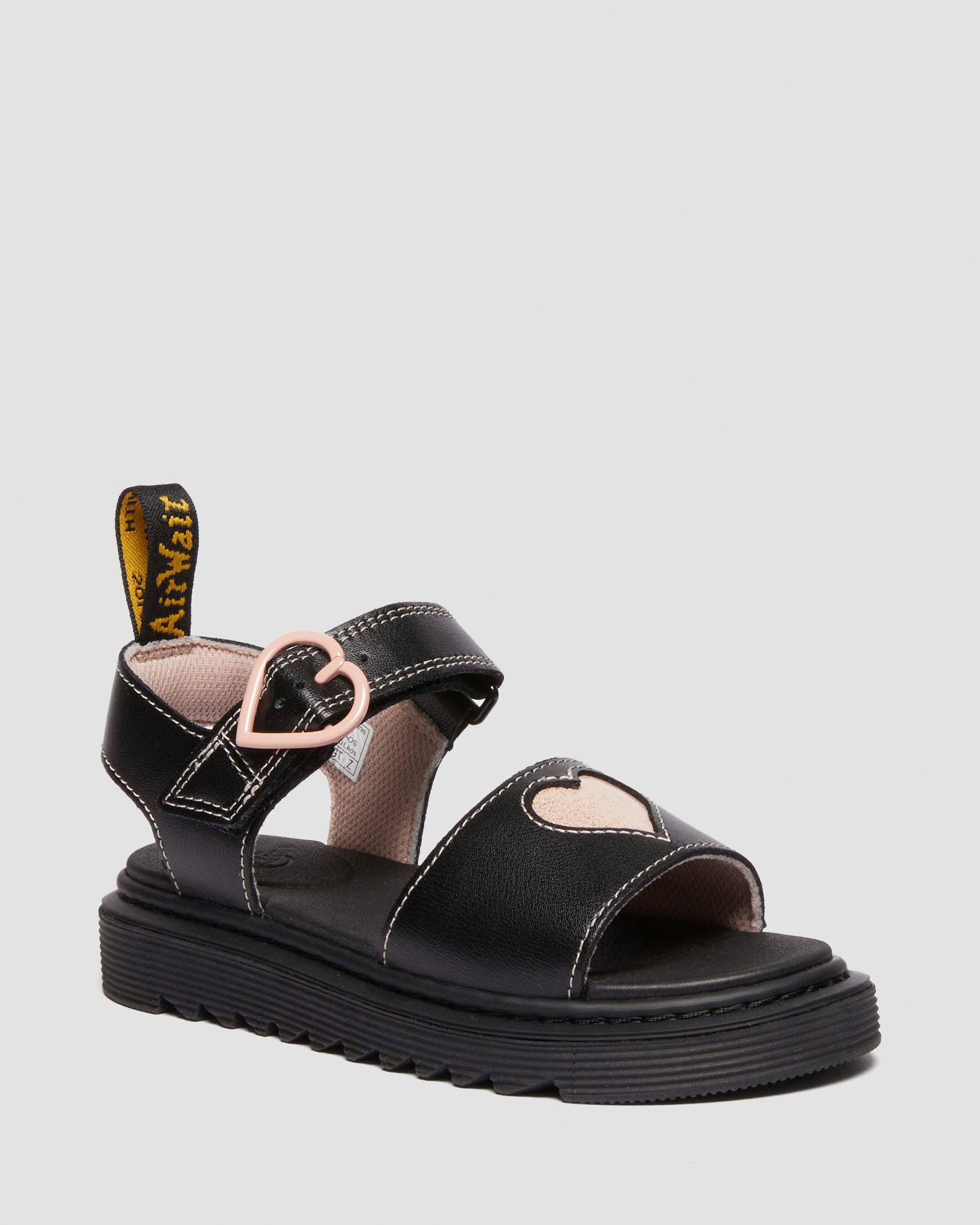 Junior Marlow Hearts leather Sandals in Black | Dr. Martens | Dr. Martens