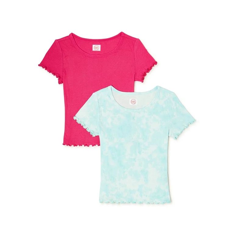 Wonder Nation Girls Short Sleeve Rib T-Shirts, 2-Pack, Sizes 4-18 & Plus | Walmart (US)