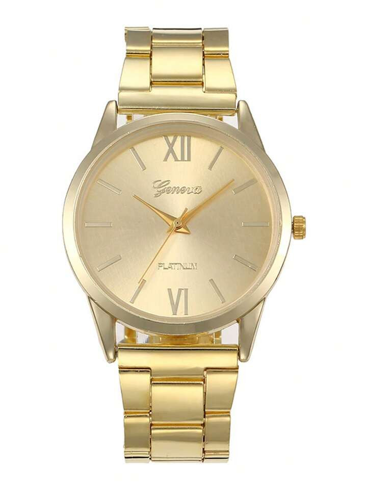 1pc Boys Gold Alloy Strap Fashion Round Dial Quartz Watch For Daily Life | SHEIN